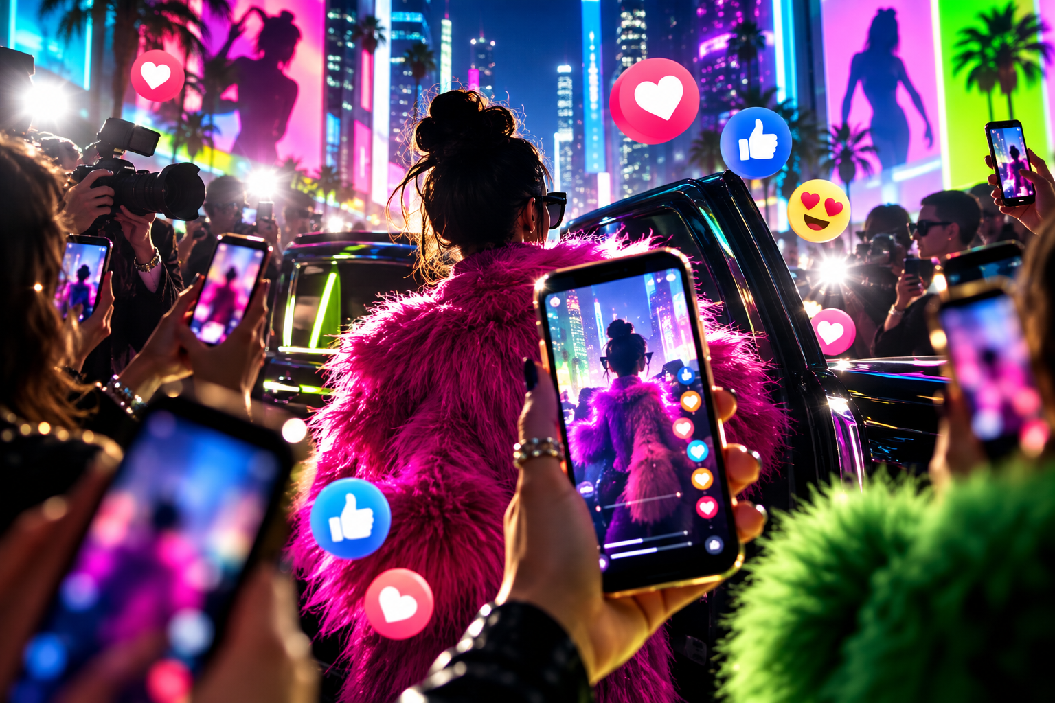 Escena editorial sobre redes sociales y contenido viral